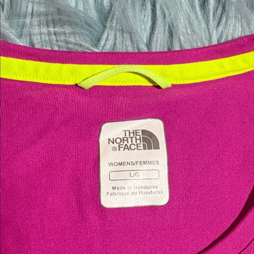 The North Face Magenta and Neon Yellow Limitless Short Sleeve Tee sz L
